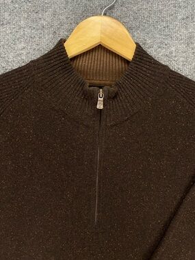 Tommy Bahama Wool Sweater Men’s XL Brown Marbled Mock Neck 1/4 Zip Pullover